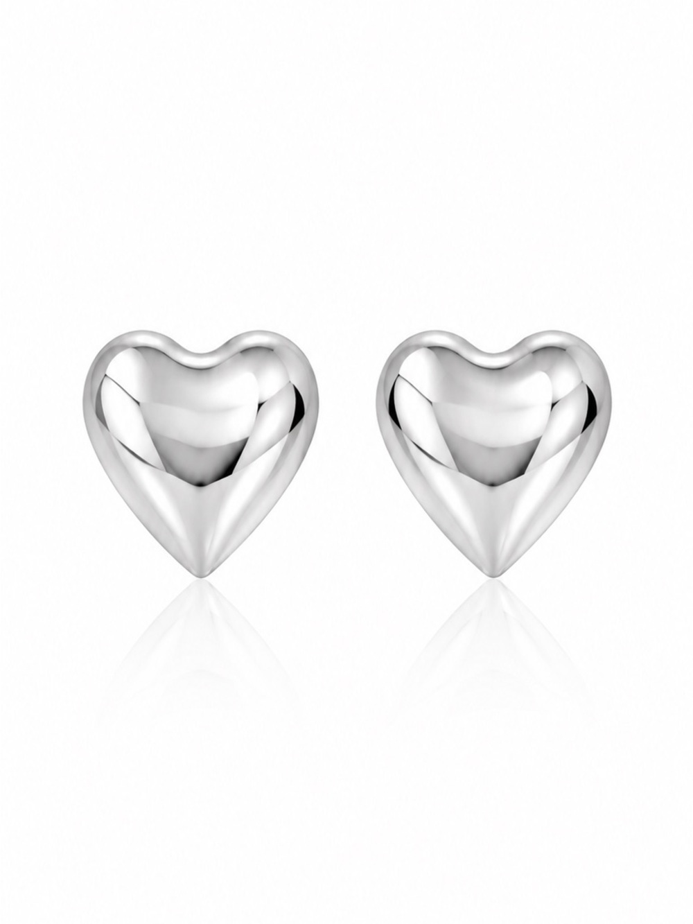 Silver Heart Stud Earrings